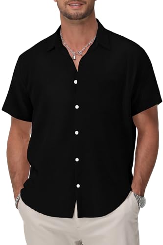 Chemise en coton pour homme vêtement été décontracté manches courtes plage