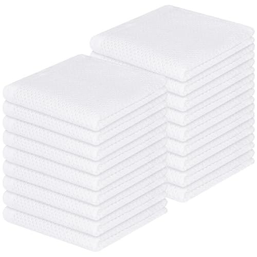 Image of Homaxy 100% Cotton Waffle Weave Kitchen Dish Cloths, Ultra Soft Absorbent Quick Drying Dish Towels, 12 x 12 Inches, 18-Pack, White
