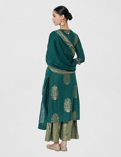 Image of BIBA Women Straight Cotton Straight Kurta Palazzo Suit Set