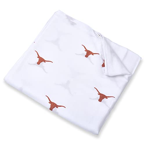 Image of Three Little Anchors University of Texas Longhorns Muslin Swaddle Blanket – Officially Licensed Ultra-Soft 47” x 47” Cotton Muslin Baby Swaddle | Newborn Blanket | UT Infant Gift