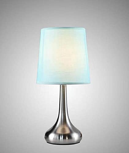 EEMKAY® New Rimini Touch Lamp Beautiful Silver Base & Duck Egg Blue Shade Bedside Table Lamp Home Decor