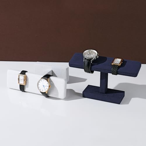 Microfiber T-bar Bracelet Watch Stand Jewelry Bracelet Watch Holder Necklace Bangle Organizer Holder Jewelry Stand,Solid Wood Interior(Black)