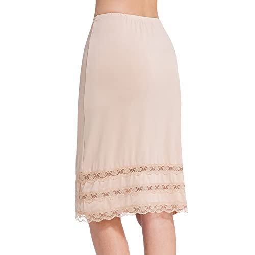Image of Half Slips for Under Dress Women Underskirt Dress Extender Lace Trim Knee Length