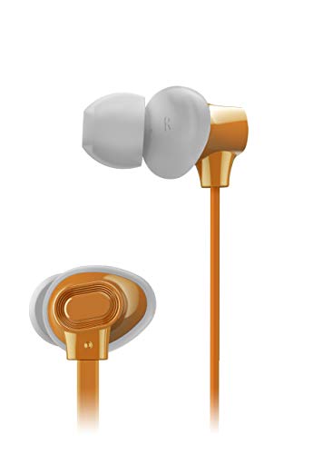 Image of Panasonic Extra Bass in-Ear Wired Earphone with Tangle Free Flat Cable, No-Fall Double Hold in-Ear Design, in Line Remote with Mic (RP-TCM130GEY, Yellow)
