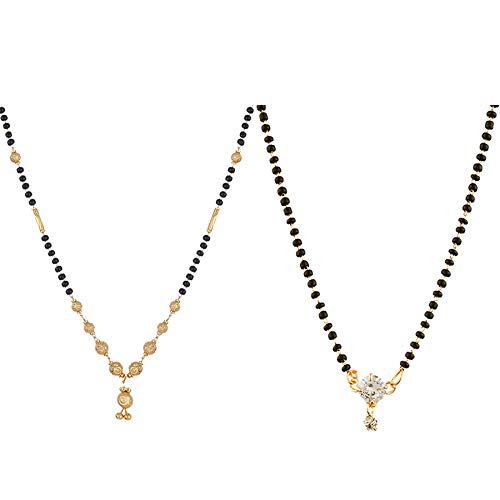 ZENEME Womens Pride Designer Gold Plated Two Mangalsutra Pendant with Chain for Women (Style-16) (B01N6WD33T) Amazon Price History, Amazon Price Tracker