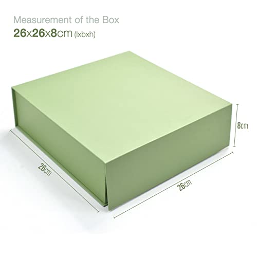 Image of RBS - Green Gift Hamper Box Empty, 2.5m Satin Spring Moss Ribbon (1 Pack) Hamper Boxes for Gift Empty (26 x 26 x 8cm) Gift Cardboard Box Empty Gift Packing Box Reusable gift boxes (Green)