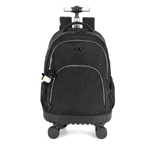 Mochila Escolar Notebook Carrinho Rodinhas 360 Graus Chaveiro Pelucia Up4you MC49155UP (Preto)
