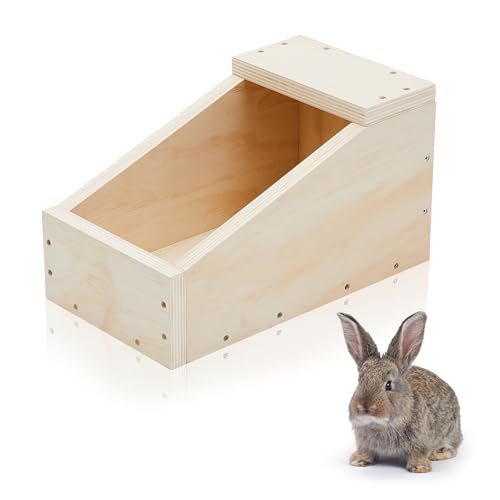 Maxcheck 1 Pack Wood Rabbit Nesting Box 14x8x8 Inch Wooden Hutch Hideout for Breeding Natural Burrow Den Alternative for Rabbits & Small Animals