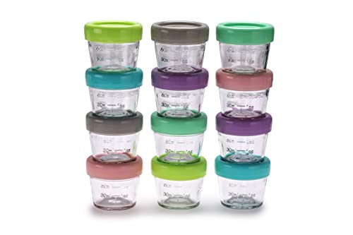 Image of melii Glass Baby Food Freezer Jars, Snack Container with Lids, BPA Free, Microwave & Dishwasher safe (4oz - 12 piece set)