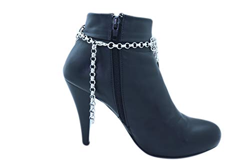 Women Boot Bracelet Western Fashion Jewelry Silver Metal Chain Bling Shoe Anklet Leaf Charms #TOP2