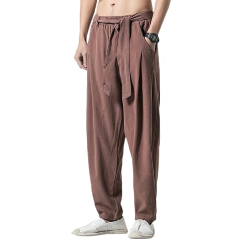 Pantalon coton lin homme ample contre la chaleur du printemps été