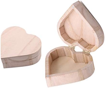 MIAO YUAN 2PCS Unfinished Heart Shape Unpainted DIY Storage Box Wood Craft Box Organizer for Jewelry Box Gift Box Artist Tool