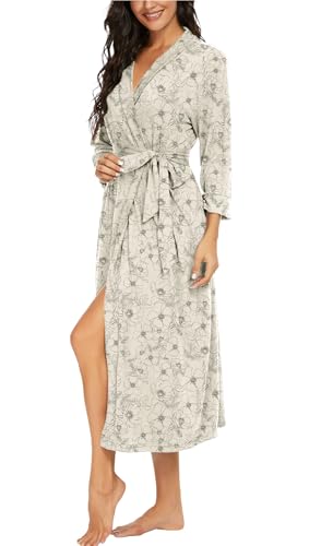 Image of VINTATRE Women Robes Long Knit Bathrobe Lightweight Soft Bath Robe with Pockets