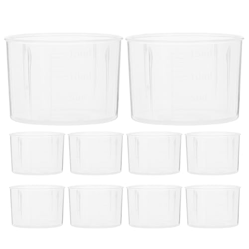 SHINEOFI Vasos Medidores de Plástico PP Transparentes de 15 Ml 10 Piezas Vasos de Laboratorio para Mezclar Líquidos para Cocina y Medicamentos Herramienta de Medición Precisa Reutilizable