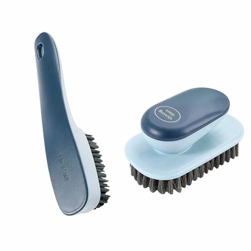 Hiiooweiyi Laundry Brush Shoe Brush Used for Cleaning Stains Floor Tiles Kitchen Carpet Household Cleaning Etc. Easy to Hold Set of 2 Pieces