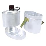ibasenice Cantimplora Militar de Aluminio Práctica y Útil Fiambrera para Exteriores, Set Completo para Acampar