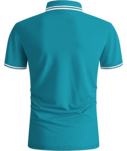 Scodi 110-Beige-Blue Green-Azure Blue Mens Golf Shirts Short Sleeve Print Performance Moisture Wicking Polo Shirt M #TOP4