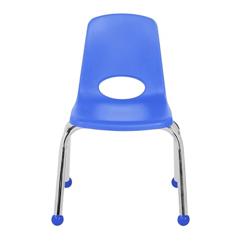 Image of Factory Direct Partners 12 inch School Chairs, Stackable Kids Classroom Chair, Set of 4 Stacking Student Chair with Ball Glides For Preschool, Kindergarten, and Early Learning Centers, Assorted Colors