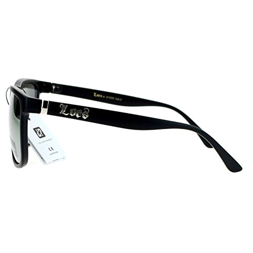 Mens Locs Sunglasses Matte Black Square Frame Mirror Lens UV4004