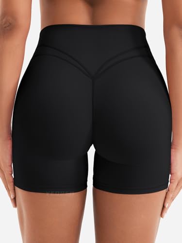 YEOREO Women Workout Yoga Shorts 4.5" No Front Seam Hidden Scrunch Almiy High Rise Buttery Biker Shorts2