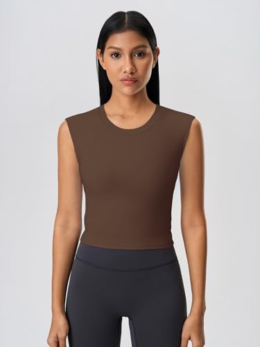 Image of ABOCIW Women Twist Back Workout Top with Built in Bra Cap Sleeve Pilates Yoga Crop Top Athletic Gym Shirt