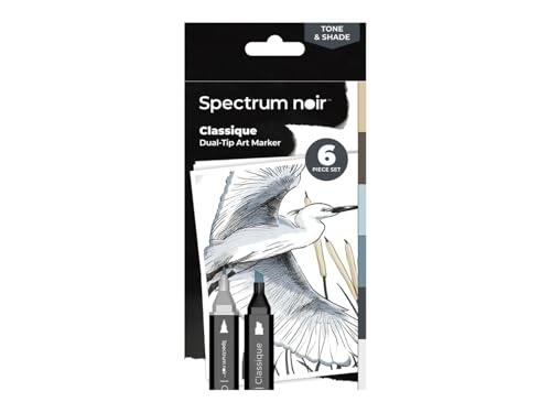 Spectrum Noir Classique Blend Twin Tip Blendable Alcohol Based Marker Set - Pack of 6 - Tone & Shade