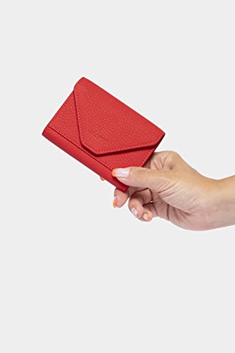 Image of grande 3639 Card Cases, Red, 4.13*3.15*0.60, Leather Card Holder With Magnetic Closure, Small Women Accordion Wallet