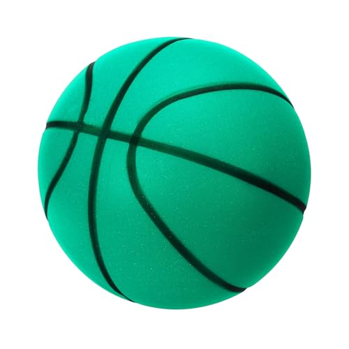 PATIKIL Silent Basketball Size 3 (7.1) No Noise High-Density Foam Dribbling Indoor Basketball with Net Bag for Quiet Dribbling and Indoor Sport Green