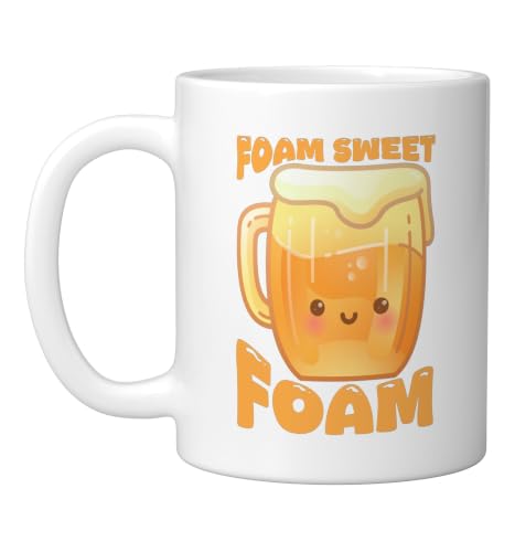 Foam Sweet Foam Cute Beer Pun Graphic Ceramic Mug, White