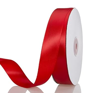 AMAZON - ATRBB 1 Inch Red Double Faced Satin Ribbon, 50 Yards Solid Color Polyester Craft Ribbon for Gift Wrapping, Bows, Hair Accessories, Baby Shower and Wedding Decor