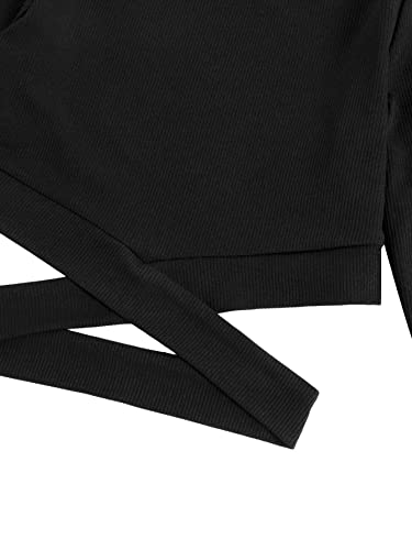 Milumia Girl's 2 Piece Casual Cut Out Crisscross Crop Tee Long Sleeve T Shirts Tops3