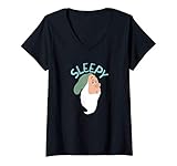 Womens Disney Snow White & The Seven Dwarfs Sleepy Face V-Neck T-Shirt