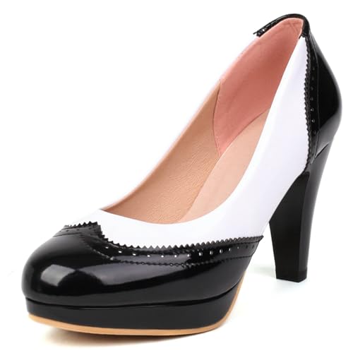 Gicoiz Patent High Heels Women Closed Toe Platform Bow Pumps