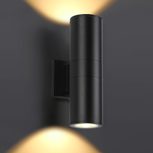 Image of DAKAFUL Up and Down Wall Lights 1 Pack, Cylinder Outdoor Wall Sconce Light Aluminum Modern Outdoor Light Fixture and Exterior Wall Sconces Anti-Rust Waterproof for Porch Patio Wet Location Door Way