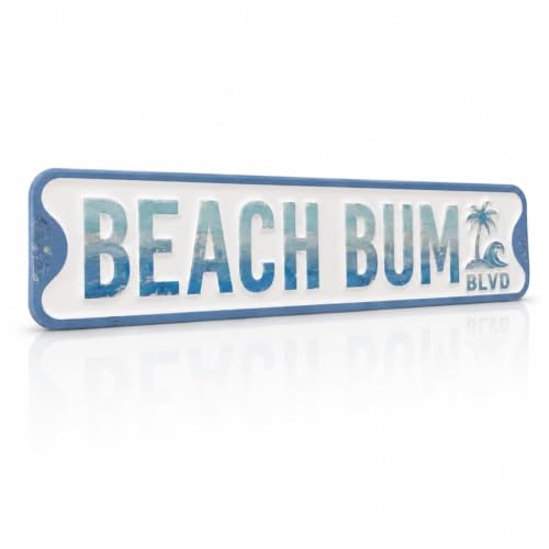 pechpell Metal Beach Bum Blvd Sign, Bathroom Coastal Wall Decor