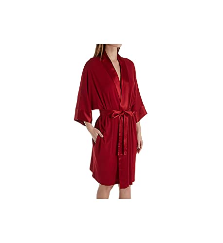 Image of PJ Harlow Womens Shala-rib Knit Camono Robe With Satin Belt and Trim