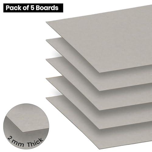 Image of A4 Grey Board 2mm (800 GSM) Thickness Pack of 5 Fine Finish Board
