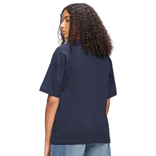 Image of Bewakoof Women's Solid Oversized Fit Half Sleeve Round Neck Cotton Jersey T-Shirt