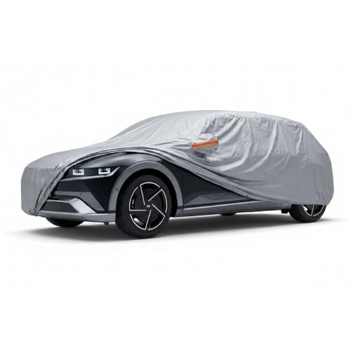 Image of myTVS 100% Waterproof Car Body Cover for Hyundai Ioniq 5 - Custom-Fit, Double-Layer, UV & Dust Proof, Mirror Pockets & Elastic Clip Lock (CSK 10A)