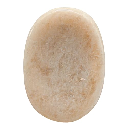 Image of Cream Moonstone Crystal Thumb Worry Pebbles Stones for Anxiety Stress Relief Massage - AAA Grade Original Healing Gemstone Agate Rubbing Stone for Yoga Meditation Spiritual Reiki Feng Shui