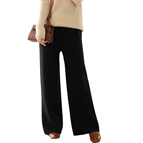Pantalon long en tricot de cachemire Wvapzxx idéal pour le printemps en noir