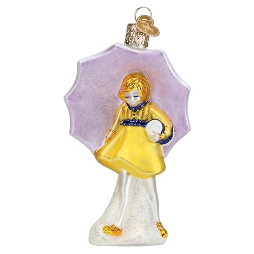 Old World Christmas Morton Umbrella Girl Glass Blown Ornament for Christmas Tree, Handcrafted Holiday Decoration, Kitchen Collection