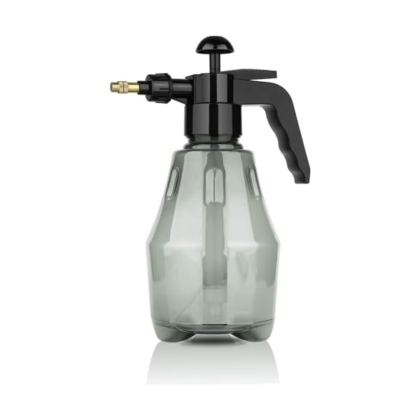 T4U Fine Mist Spray Bottle Plastic Grey 1L, Hand Held Pressure Plant Mister with Top Pump, Empty Water Sprayer Watering Can with Adjustable Nozzle for Indoor ， Outdoor Gardening and Home Cleaning