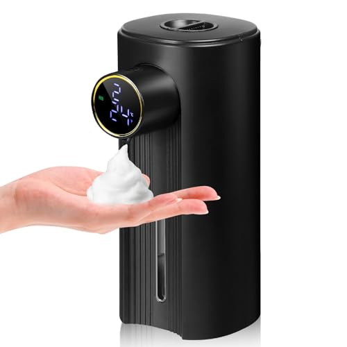 Automatic Soap Dispenser Foam Bathroom: Black Plastic Rechargeable Modern Touchless Countertop 5 Adjustable Auto Smart Electric Foaming Soap Dispenser - Kitchen - Hand Dish Lotion Couple Kid