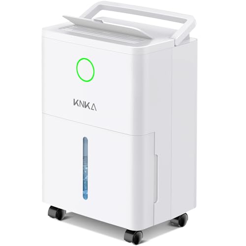 Déshumidificateur KNKA, 9 L/J, déshumidificateur électrique, déshumidificateur silencieux avec tuyau d'évacuation, 45 m² (120 m³), minuterie 24 h,...