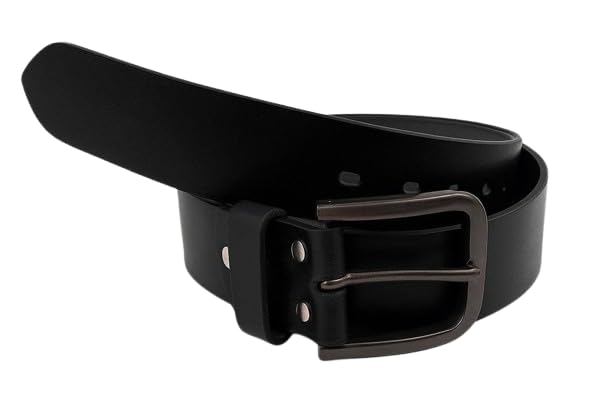 TBCC LEATHER Men's Black Belt/Genuine Leather/Waist Sizes 34 & 36 Inches/Durable Metal Buckle/for Casual & Formal Wear-picture-52