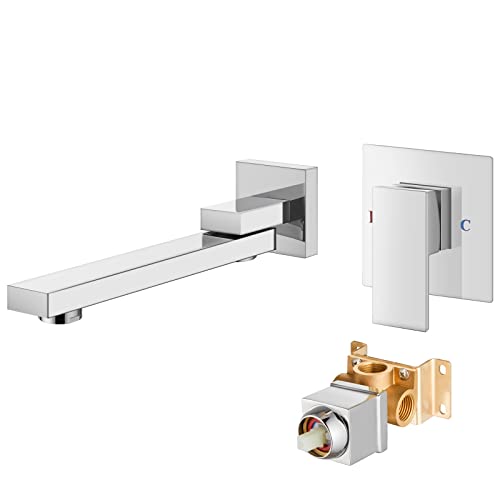 Aolemi Bathtub Sink Faucet Tub Filler Polished Chrome With Extra Long Swivel Rotatingtub Spout One Hole Single Handle Rough-In Valve Included Wall Mount Bathroom Basin Mixer Tap #TOP19
