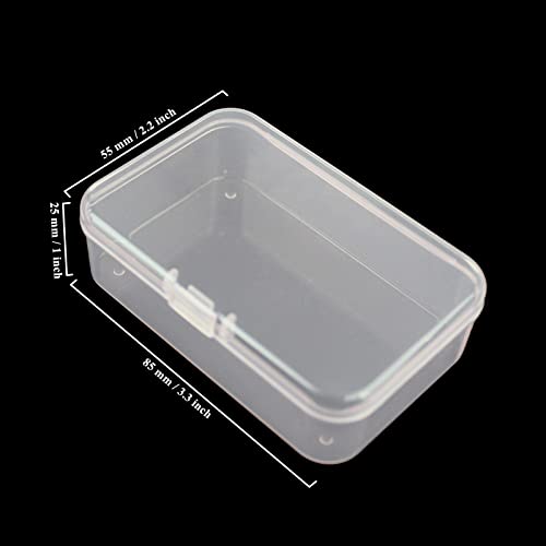 LJY 28 PCS Rectangle Empty Mini Clear Plastic Organizer Storage Box Container with Hinged Lid (3.3 x 2.2 x 1 inch, Pink)