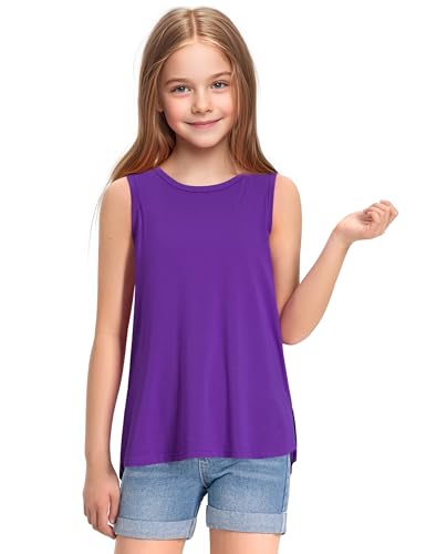 Image of KEREDA Girls Tank Tops Flowy Loose Fit Sleeveless Shirts Summer Tunic Tops