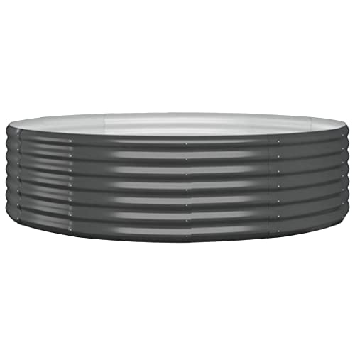 vidaXL Hochbeet, Wetterfestes Hochbeet für Garten Balkon Terrasse, Kräuterhochbeet zum Selber Bauen, Pflanzkasten aus Metall, Pulverbeschichteter Stahl Anthrazit